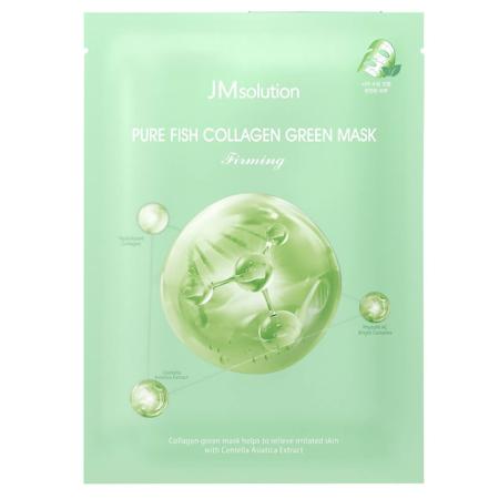 Укрепляющая коллагеновая тканевая маска с центеллой и керамидами JMsolution - Pure Fish Collagen Green Mask