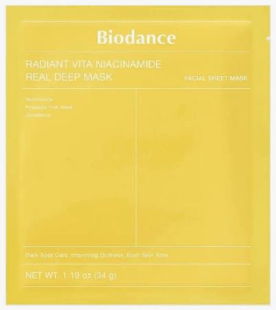 Осветляющая гидрогелевая маска с ниацинамидом Biodance - Radiant Vita Niacinamide Real Deep Mask