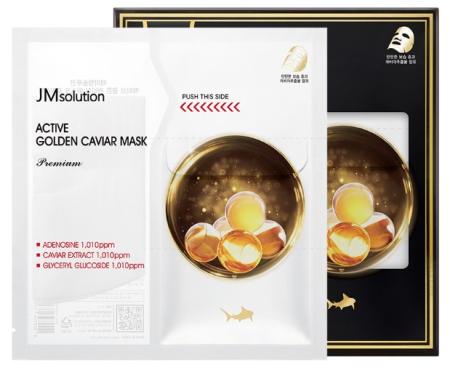 Тканевая премиум-маска с золотом и икрой JMsolution - Active Golden Caviar Mask Premium, 33 ml