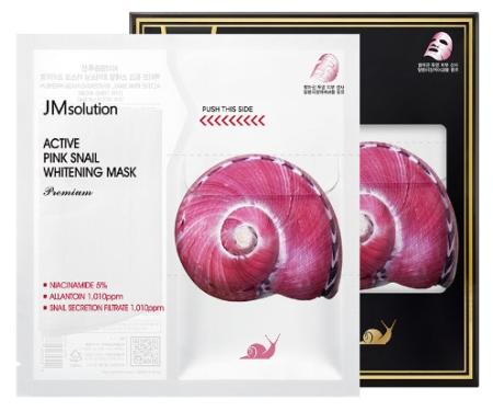 Тканевая премиум-маска с муцином улитки JMsolution - Active Pink Snail Whitening Mask Premium, 33 ml