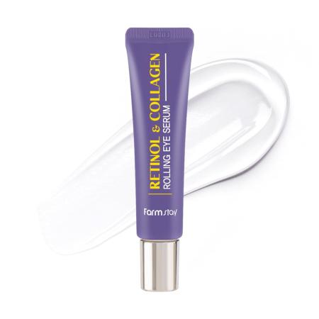 Массажная сыворотка-роллер для век с коллагеном и ретинолом Farm Stay - Retinol & Collagen Rolling Eye Serum, 25 ml