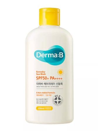 Успокаивающий ламеллярный солнцезащитный лосьон для лица и тела Derma:B - Everyday Sun Block SPF50+ PA++++, 200 ml