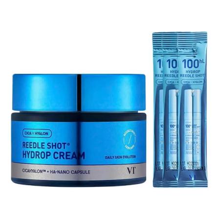 Набор для увлажнения с микроиглами и гиалуроновой кислотой VT Cosmetics - Reedle Shot Hydrop Cream Set, 50 мл + 3 шт*2 мл